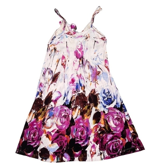 TRINKET Purple Pink Floral Sleeveless Ruffle Mini Sundress Size M - Picture 6 of 16